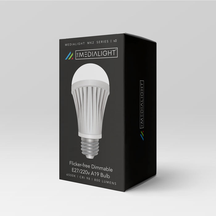 MediaLight Mk2 v2 (2024 New Version) Flicker-Free Dimmable A19 Bulb - MediaLight Bias Lighting