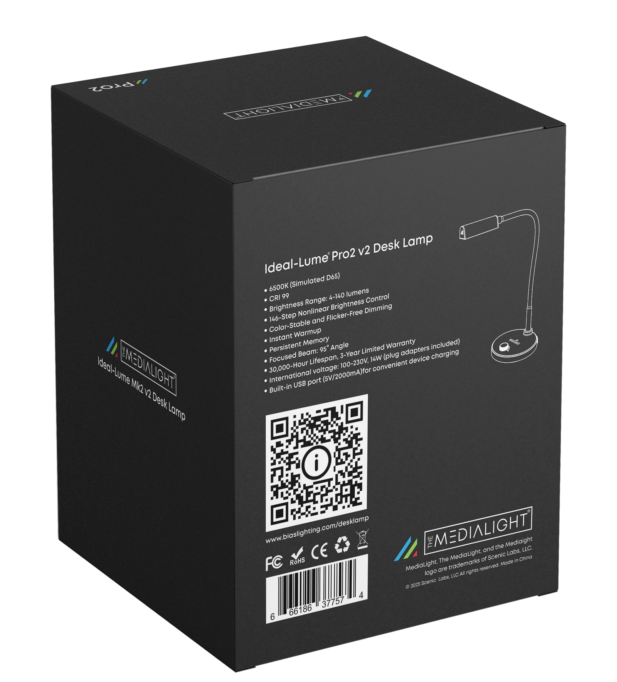 Ideal-Lume™ Pro2 v2 檯燈（2025 新版）— MediaLight 偏移照明