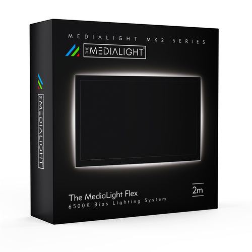 MediaLight Mk2 Flex CRI 98 6500K Soilsiú Claonadh Bán - Bias Lighting.com ag MediaLight Bias Lighting